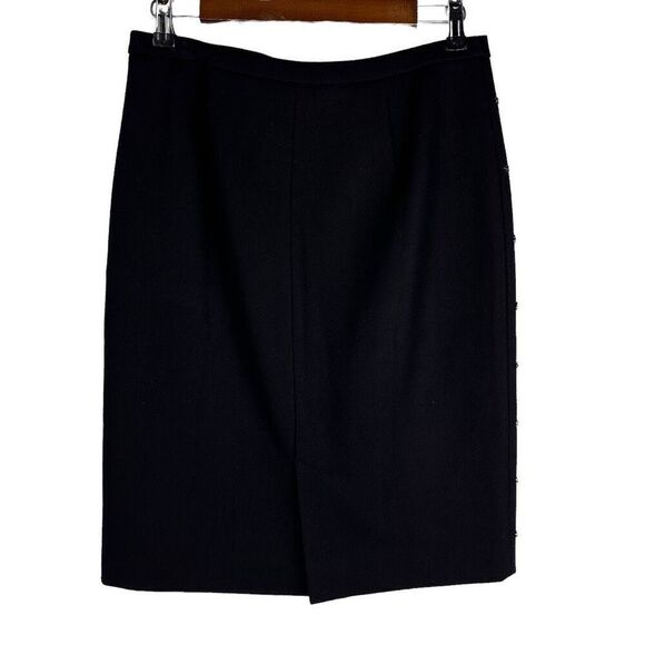 Garnet Hill Black Wool Beaded Pencil Skirt size 6 - Picture 3 of 11